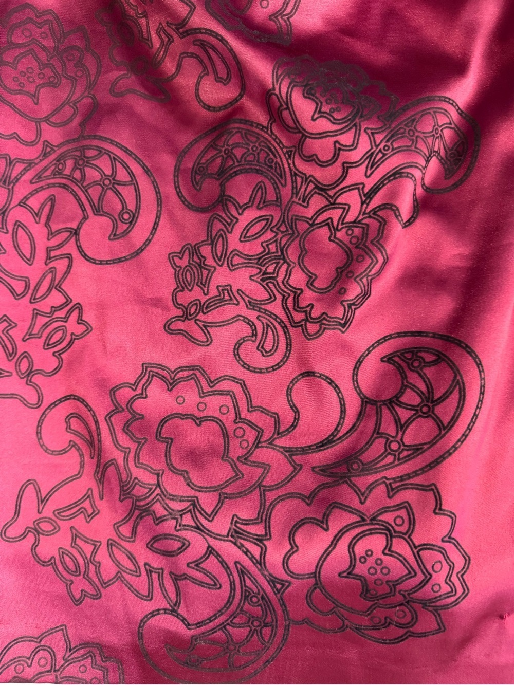 Le Château Burgundy Satin Sheath Cocktail Dress Paisley Print M Made in Canada - Picture 9 of 12